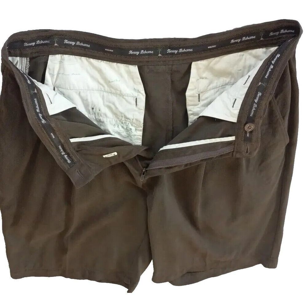 TOMMY BAHAMA Men's Bermuda Modal Polyester Shorts ‎ 34 Inseam 10in Golden Brown